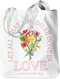 Floral Christian Gifts Religious Gifts Makeup Bag, Canvas Tote Bag Grocery Bags for Yoga Totes for Women Birthday