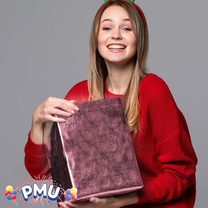 PMU Gift Wrap Mylar Roll Metallic Baby Pink 2-sided, 48 Inches X 25 Ft Roll 1.4 Mil Highly Reflective Mylar Film, Great for Gifts, Birthdays, Christmas, Baskets, Arts & Crafts