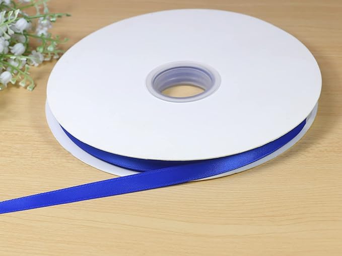 Royal Blue Double Faced Satin Ribbon 3/8 inch Flower Boutique Gift Wrapping Ribbon 10mm 100yards Continuous Fabric Silk Bow Ribbon for Christmas-DIY Crafts Hair Headband-Sewing-Wedding Decoration