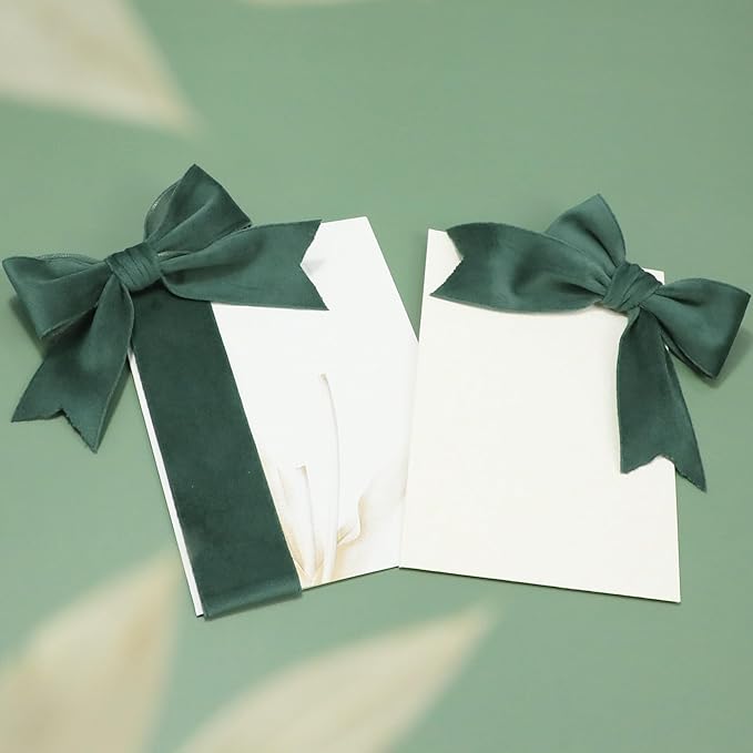 Hunter Green Velvet Ribbon for Christmas, 1-1/2 inch Wide Handmade Fabric Ribbons for Home Decor, Flower Bouquet, Wedding Decoration, Baby Shower, 2 Rolls