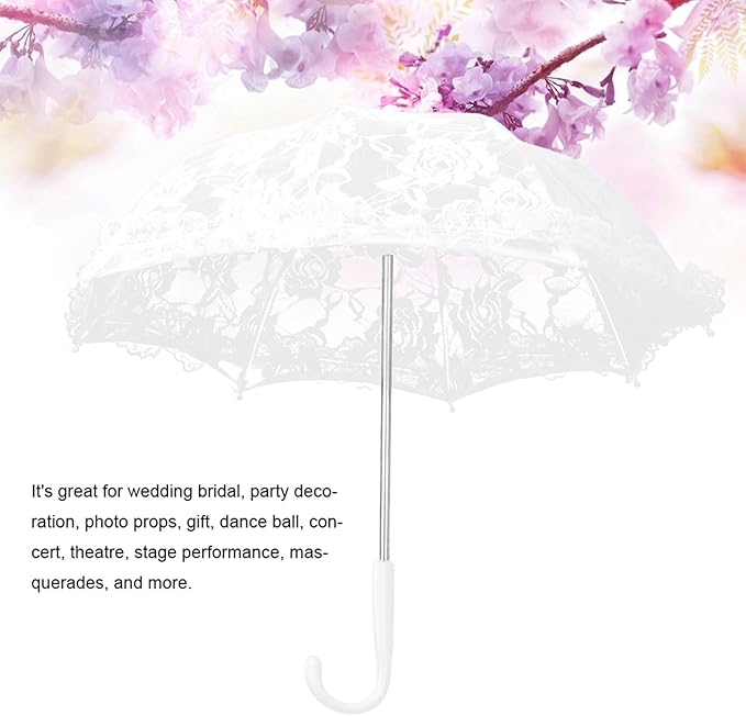 Hilitand Lace Umbrella White Embroidery Fashion Romantic Wedding Party Photography Decoration Umbrella Lightweight Mesh Parasol Lace Umbrella
