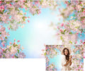 Renaiss 10x6.5ft Pink Floral Backdrop Romantic Cherry Blossom Blue Sky Sunshine Nature Scenery Polyester Photography Background for Wedding Kids Baby Birthday Party Decor Photo Props