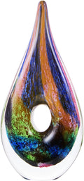 Luxury Lane Hand Blown Abstract Hollow Tear Drop Sommerso Art Glass Sculpture for Home Decor 8.5 inch Tall Centerpiece Table Decoration