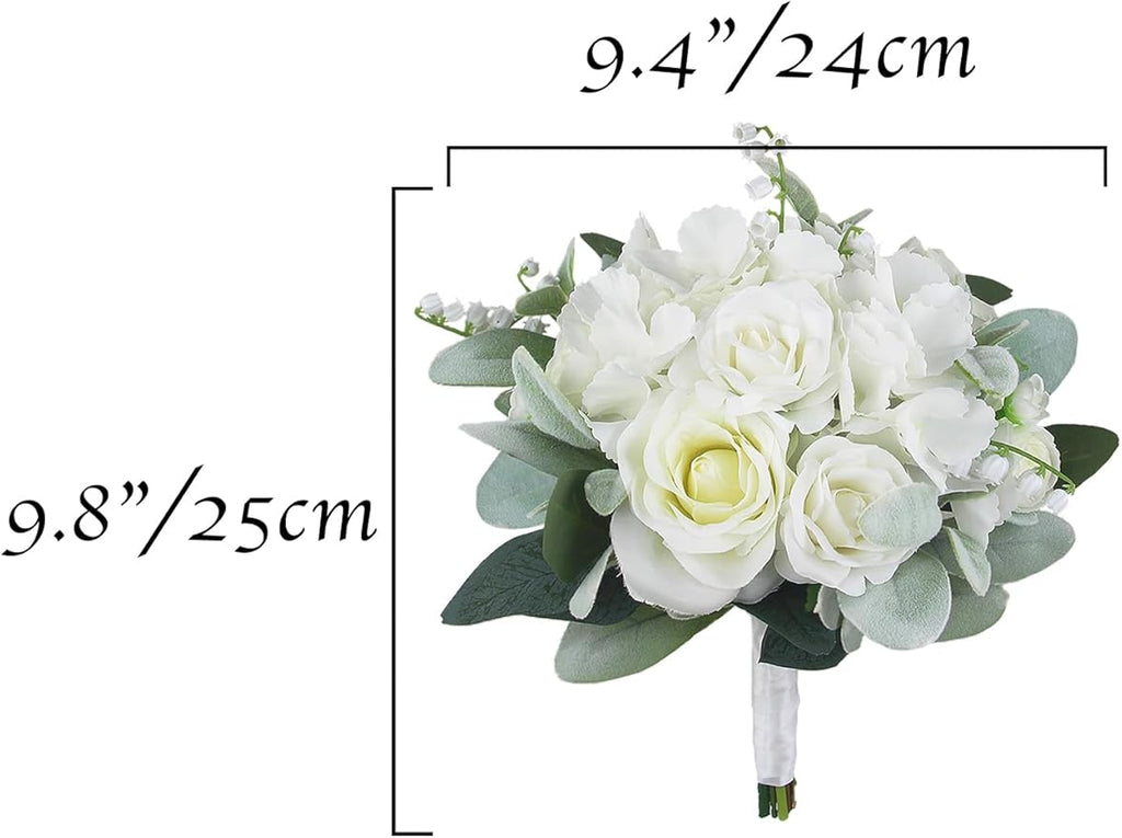 Rinlong 1Pc Wedding Bouquets for Bride Bridesmaids White Hydrangea Artificial Flowers Bridesmaids Bridal Bouquet for Wedding Prom
