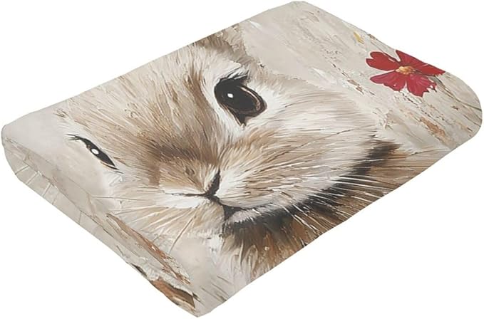 Farmhouse Rabbit Blanket Rustic Bunny Throw Blanket Country Soft Cozy Fleece Fuzzy Stuffed Plush Flannel Gifts for Girls Women Boys Kids Adults 50"X60"