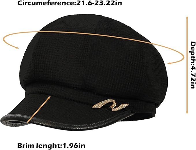 Women Retro Classic Visor Newsboy Cabbie Cap Beret Hats with Flower Buckle for Woman Ladies