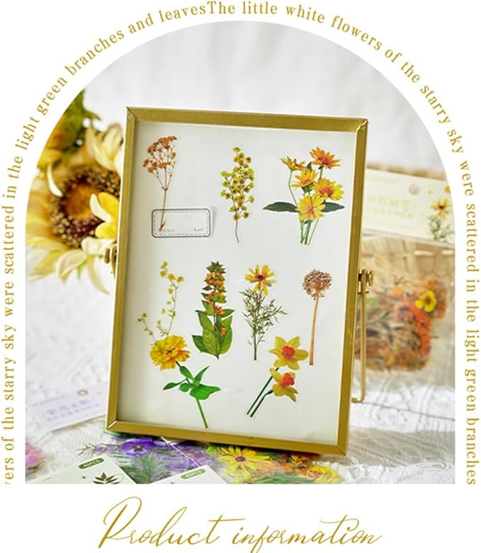 320 Pieces Pressed Flower Themed Stickers Set Floral Elements Transparent Natural Flower Stickers for Scrapbooking Junk Journal Planner Laptops
