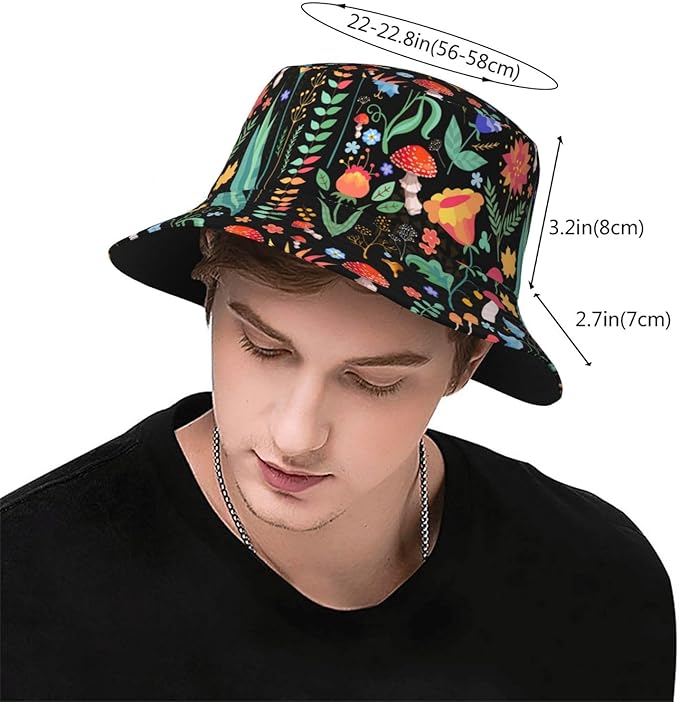 Bucket Hat for Women Men, Summer Print Hat Travel Packable Sun Cap Outdoor Hat for Women and Men