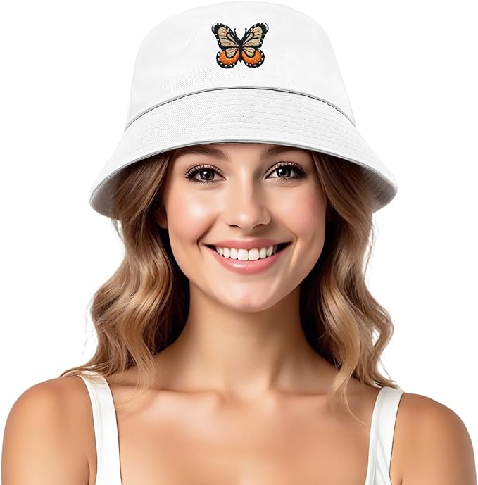 Fashion Embroidered Bucket Hat Cotton Summer Beach Sun Hat for Women Men Teen