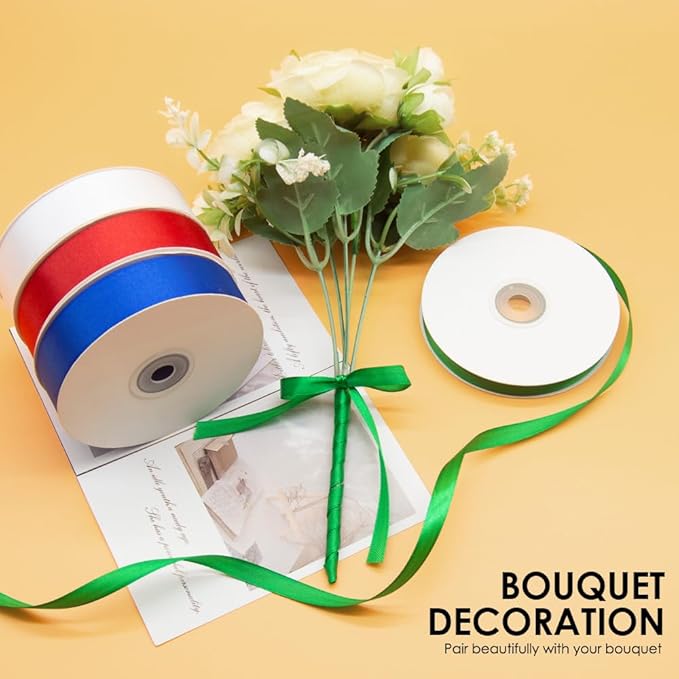 1" x 50 Yards Satin Ribbon - Ivory Silk Ribbon with Spool - Ideal for Gift Wrapping, Floral Bouquets, Crafts, Wedding Party Decorations, Christmas and Sewing Projects