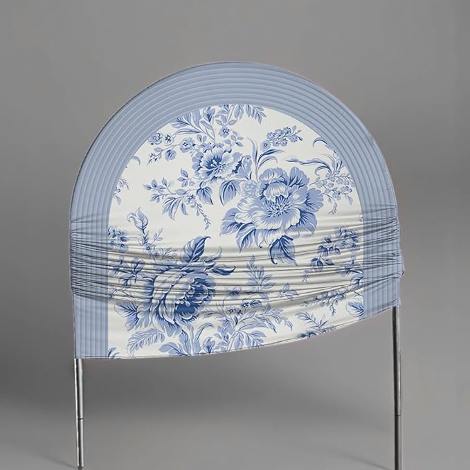 Blue and White Floral Arch Backdrop Cover Vintage Peony Arch Stand Spandex Cover Elegant Toile de Jouy Wedding Baby Shower Birthday Party Decoration French Country Style Background (G4229,4FT)