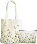 Flower Plant Lover Gifts for Women Canvas Tote Bag with Makeup Bag Cosmetic Bags Grocery Bags for Shopping Christmas