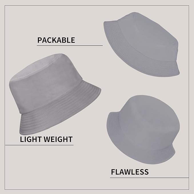 Rosoz 1 & 2 Pack Bucket Hat for Women Men Summer Travel Beach Sun Hat Outdoor Cap Unisex Bucket Hats