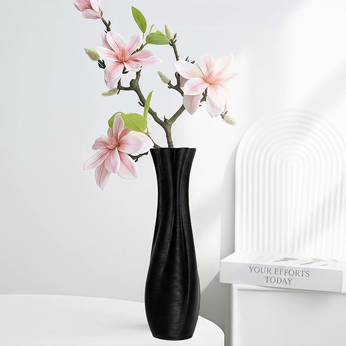 Black Ceramic Decorative Vase, Nordic Modern Irregular Shape Flower Vase for Home Decor, Simple Artistic Centerpiece for Dining Table or Coffee Table