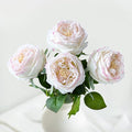 YalzoneMet 3.5'' Big Bloom Flesh Pink Rose Artificial Flowers 4Pcs Real Touch Rose Faux 17.7 Inch Long Stem Austen Roses Peonies Fake Flowers for Home Kitchen Party Christmas Flower Wedding Decor