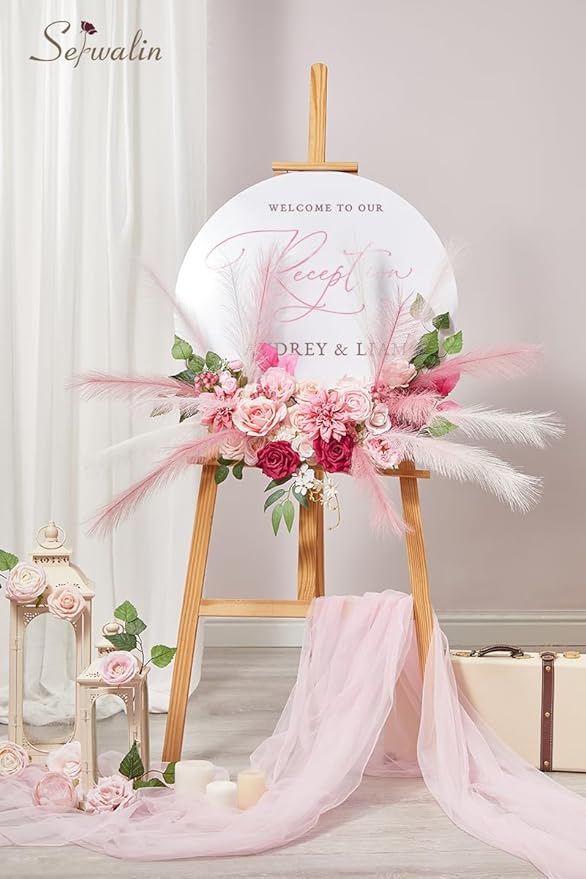 Serwalin Artificial Hot Pink Silk Flowers for Home Decor - DIY & Wedding Flowers - Table Centerpieces & Cake Decorations