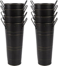 8pcs Small Galvanized Vase,Small Metal Vases Home Décor,Black Rustic Farmhouse Flower Vase,Rustic Vases for Centerpieces,Galvanized Metal Bucket with Handles (Black,10'' Height,Set of 8)