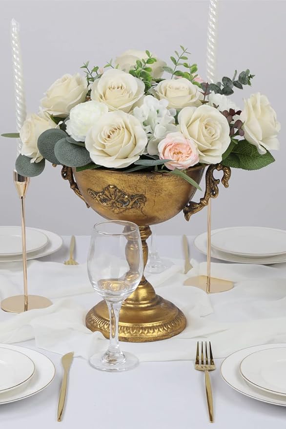 30pcs Roses Artificial Flowers Beige Silk Roses with Long Stems Fake Flowers for Wedding Bouquet Centerpices Decorations Party Bridal Baby Shower Home Decor