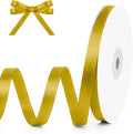 KMER LIFE 3/8" Wide x 50 Yards Golden Single Faced Polyester Satin Ribbon, Golden Satin Ribbon Perfect for Wedding Decor, Wreath, Crafts, Gift Wrapping & Other Projects (Golden)