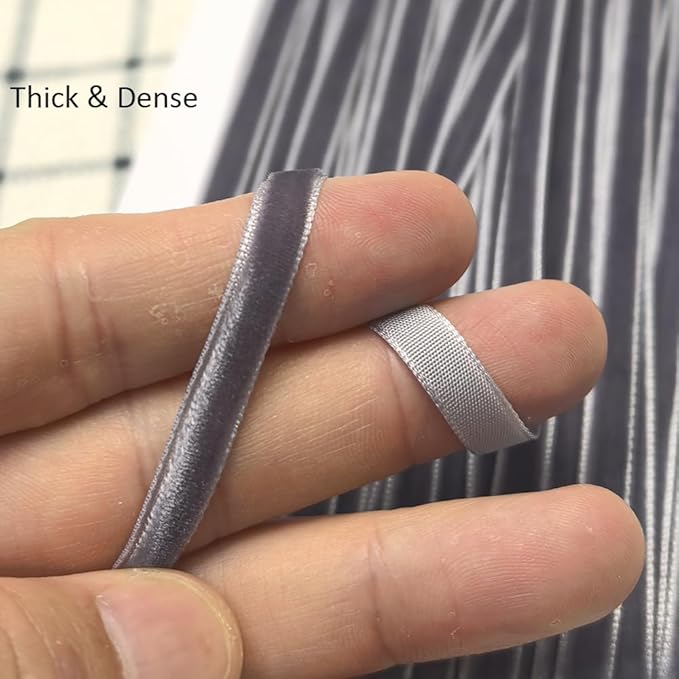 Chenkou Craft Grey 25 Yards 1/4" Velvet Ribbon Lots Bulk (Grey, 1/4"(6mm))