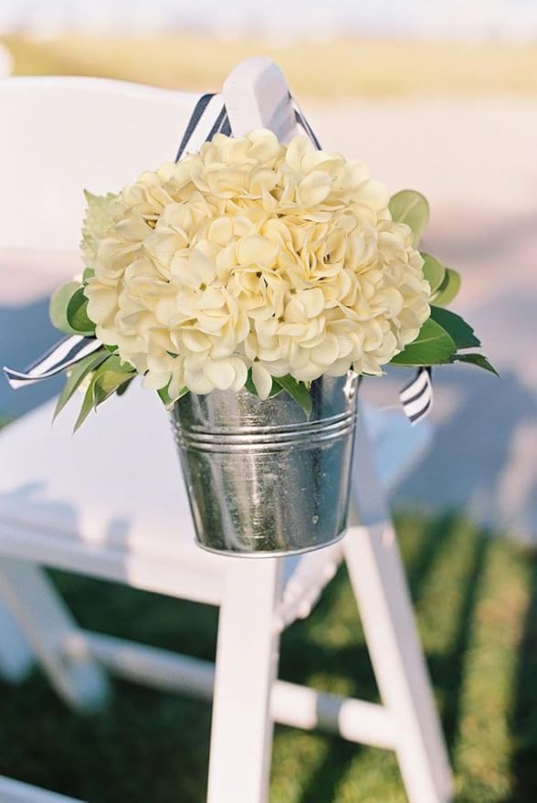 Hollyone 6 Pcs Beige Hydrangea Artificial Flowers Heads with Stems Silk Faux Hydrangea Champagne Fake Flowers for Home Indoor Outdoor DIY Floral Wedding Flower Bouquets Kitchen Table Centerpiece Decor