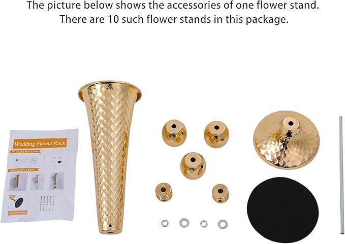 10 PCS Trumpet Vase Flower Arrangements Stand, 23.6 Inch Tall Wedding Gold Flower Stand, Decorative Centerpiece Table Decoration for Party Wedding Reception Event