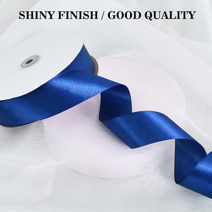 TONIFUL 1-1/2 Inch (40mm) x 100 Yards Navy Blue Wide Satin Ribbon Solid Fabric Ribbon for Gift Wrapping Chair Sash Valentine's Day Wedding Birthday Party Decoration Hair Floral Craft Sewing
