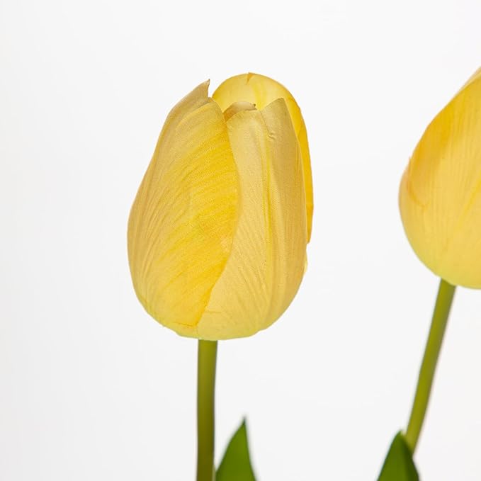 6PCS 23" Fake Tulip Flowers Artificial Yellow Tulips Long Stem Faux Flower, Silk Flower Décor for Floral Arrangement Home Farmhouse Wedding Decoration