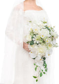 TINGE TIME 11 Inch Wedding Bouquets for Bride, IvoryWhite Artificial Flowers Bouquet, Brides & Bridesmaids Bouquet for Wedding Anniversary Ceremony Bridal Shower Decorations