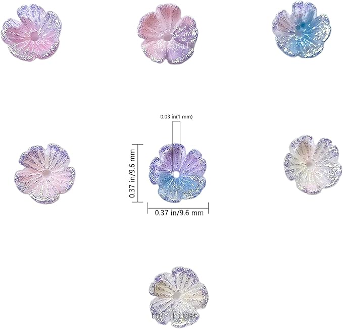 50Pcs Gradient 5 Petal Flower Beads for Jewelry Making Colorful Flower Beads for Bracelets Kit 9.6mm Acrylic Flowers Bead Pretty Aesthetic Floral Spacer Bead for Crafts Keychain Earring Necklace