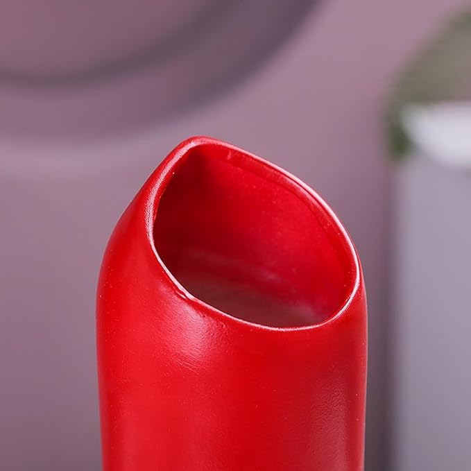 Creative Lipstick Shape Vase, Modern Flowers Pot Unique Vase Beautiful Resin Exquisite Realistic Lipstick Shape Decorative Vase for Book Shop Coffee Shop (Silver)
