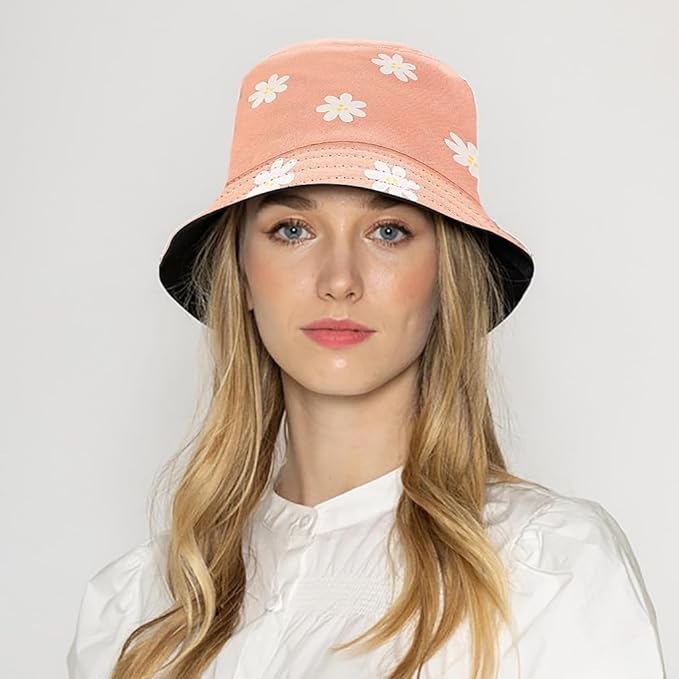 Malaxlx Unisex Bucket Hat Beach Sun Hat Aesthetic Fishing Hat for Men Women Teens, Reversible Double-Side-Wear