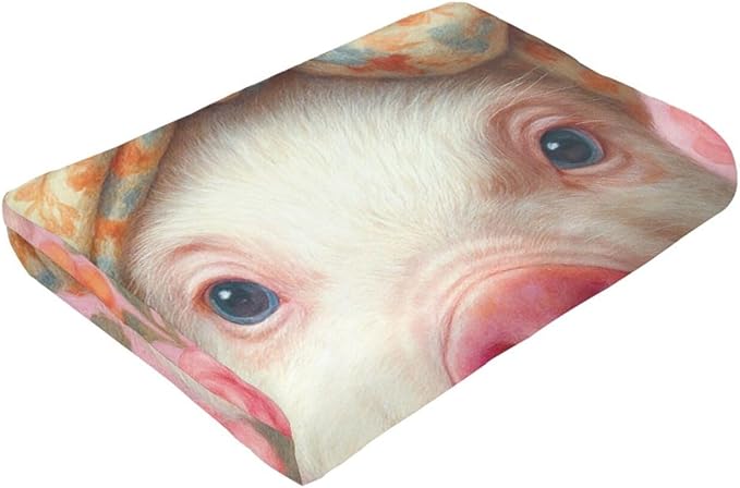 Pink Pig Blanket Cute Pig Throw Blanket Soft Cozy Fleece Fuzzy Stuffed Plush Flannel Animal Gifts for Girls Women Boys Kids Adults 40''x50''
