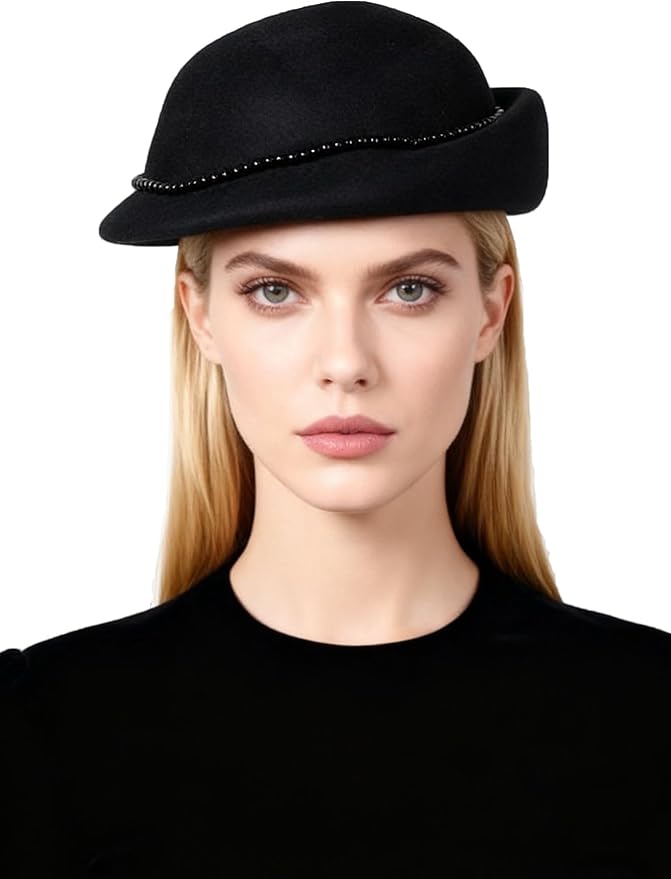 Women Wool Felt Ribbon French Fashion Vintage Millinery Beret Hats Top Cap Ladies Party Wedding Fedoras Chapeau
