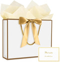 JMANNI Gift Bag, 1PCS Gift Bags Large with Ribbon and 1 Greeting Cards 2 Tissue Paper, Portable Paper Gift Bag with Handles, Birthday Gift Bags,Present Bags for Wedding Party Mothers Day