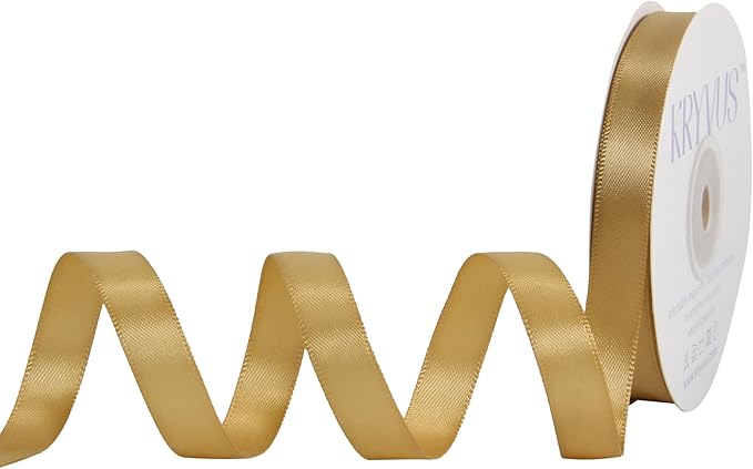 Light Gold Satin Ribbon, Double Faced 1/2 Inch X 25 Yards Light Gold Ribbon, Premium Satin Ribbon for Gift Wrapping, Crafts, Hair Bow Making, Sewing, Flower Bouquet, Wedding Party Decor