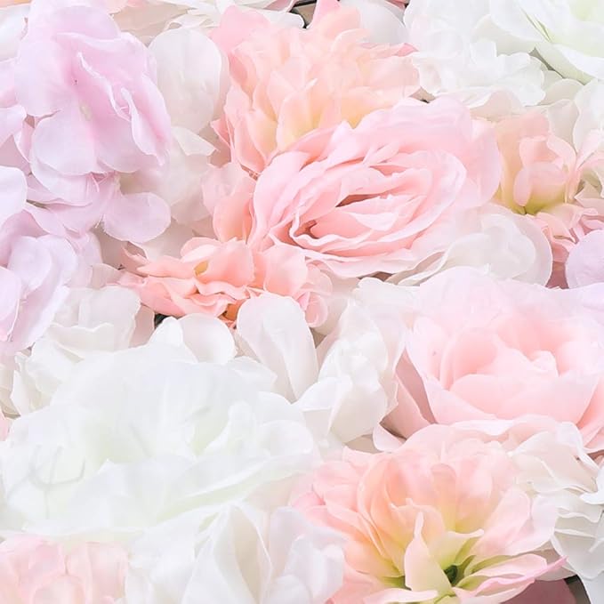 20pcs 24" x 16" Artificial Flower Wall Panel Background,3D Pink Silk Hydrangea Rose Flowers Wall Backdrop for Wedding Party Event Photo Stage Backdrop Wall Decor (Pink)