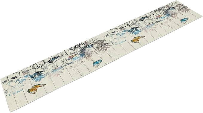 Nature Dandelion Table Runner,Rustic Floral Wood Plank Butterfly Girl Women Pattern Print Burlap Tablecloth for Hotel Indoors Outdoor Dining Room Kitchen Table Decor, 13x36in