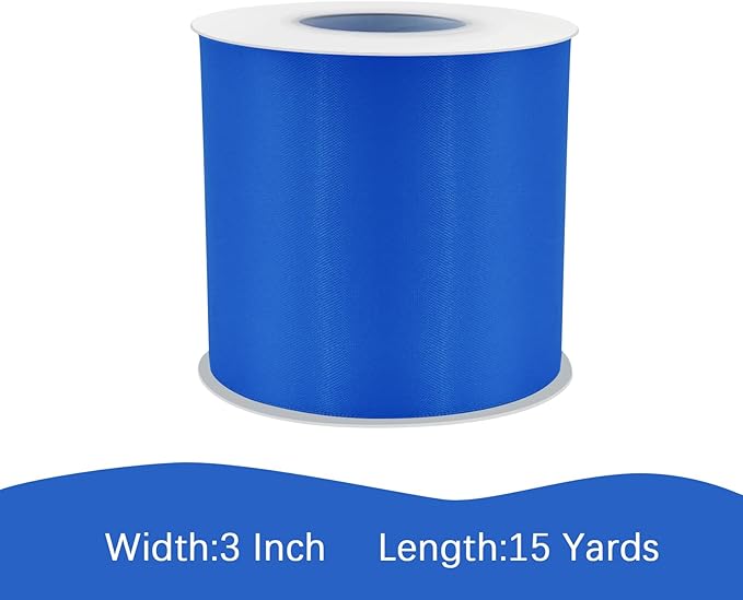 Royal Blue Satin Ribbon 3 inch X 15 Yards Polyester Ribbon for Gift Wrapping Very Suitable for Weddings Party Hair Bow Invitation Decorations and More