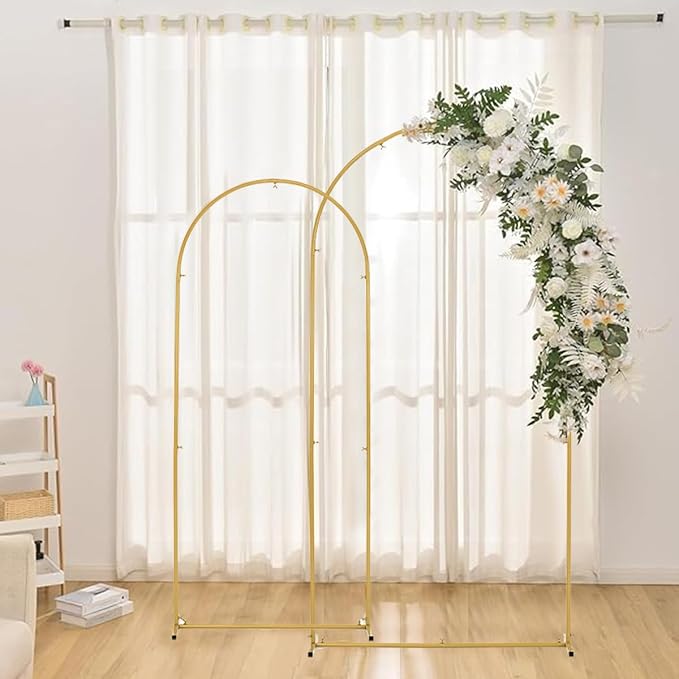 Wedding Arch Backdrop Stand,6.6FT,6FT Wedding Arch Frame for Party Gold Metal Arch Stand Set of 2 for Wedding Ceremony Baby Shower Graduation Decoration