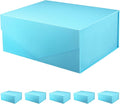 PACKHOME 6 Gift Boxes 9x6.5x3.8 Inches, Rectangle Collapsible Boxes with Magnetic Lids for Gift Packaging (Matte Blue, Grain Texture)