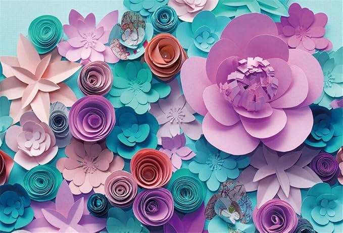 AOFOTO 10x6.5ft Handmade 3D Paper Flower Backdrop Birthday Party Decoration Photography Background Baby Shower Kid Girl Woman Artistic Portrait Activity Banner Photo Shoot Studio Props Vinyl Wallpaper