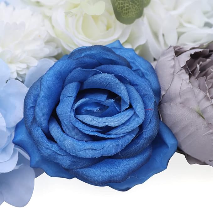 Eapmic 15.74"x 23.62" Artificial Flower Wall Panels,Flower Wall Mat Silk Flower Panels for Outdoor Garden Backyard Fence Fence Privacy Screen and Indoor Wall Decor (6Pcs White+Blue)