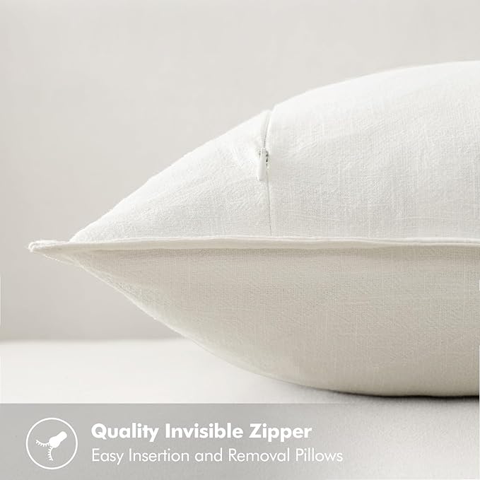 MIULEE Decorative Linen Lumbar Pillow Covers 12x20 Inch Cream White Boho Farmhouse Neutral Christmas Couch Throw Pillows for Bed Pack of 2 Accent Modern Pillowcase Sofa Livingroom Home Decor