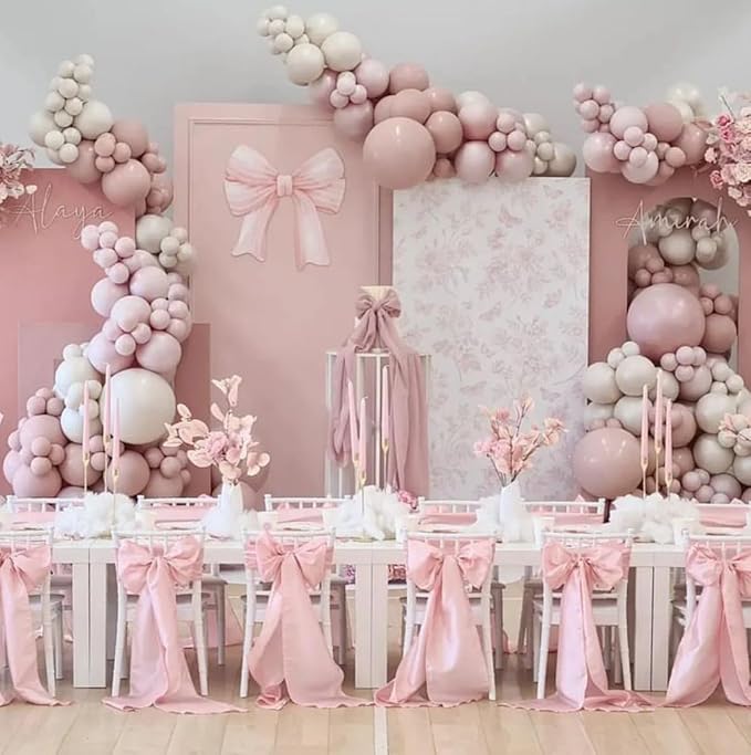Arch Backdrop Cover Baby in Bloom Baby Shower Arch Stand Spandex Fabric Cover Blue Flowers Floral Pink Bows Girls Birthday Party Baptism Decorations (2.2X5ft,G-4032)