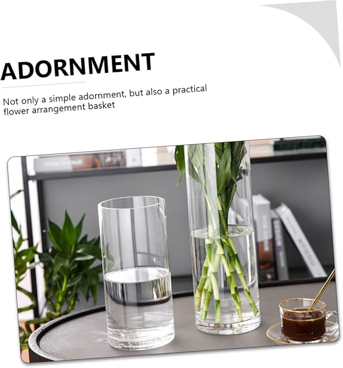Transparent Cylinder Glass Vase Smooth Touch Floral Arrangement Container for Home Wedding Centerpiece Elegant Modern Flower Holder