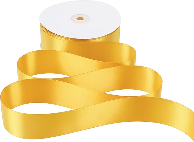 MEEDEE Satin Ribbon - 1.5 inch Yellow Double Faced Satin Ribbon, 50 Yards for Christmas, Thanksgiving, Weddings, Crafts, Flower Bouquets