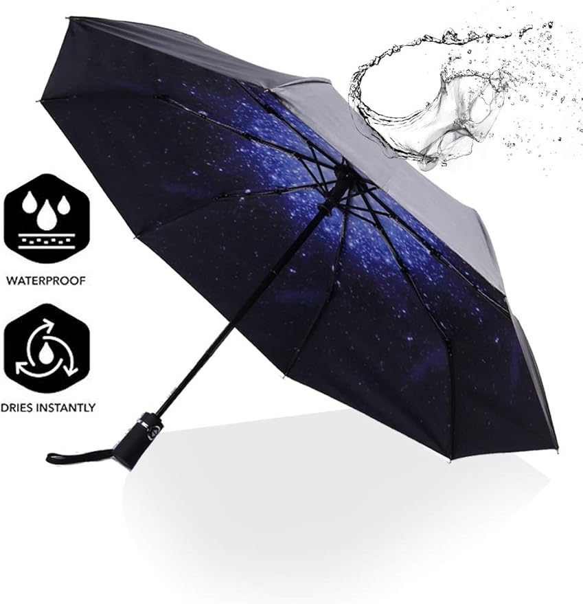 SY COMPACT Travel Umbrella - Windproof Automatic Compact Umbrella, Lightweight Waterproof Design for Backpack, Car & Purse