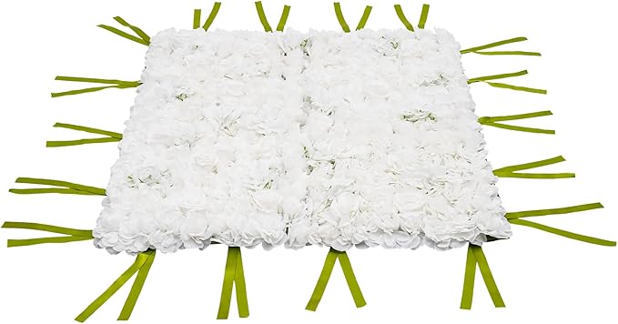 CNCEST Artificial Flower Wall Panels, Flower Wall Mat Silk Rose Flower Panels, Artificial Flower Wall Background (Green+White)