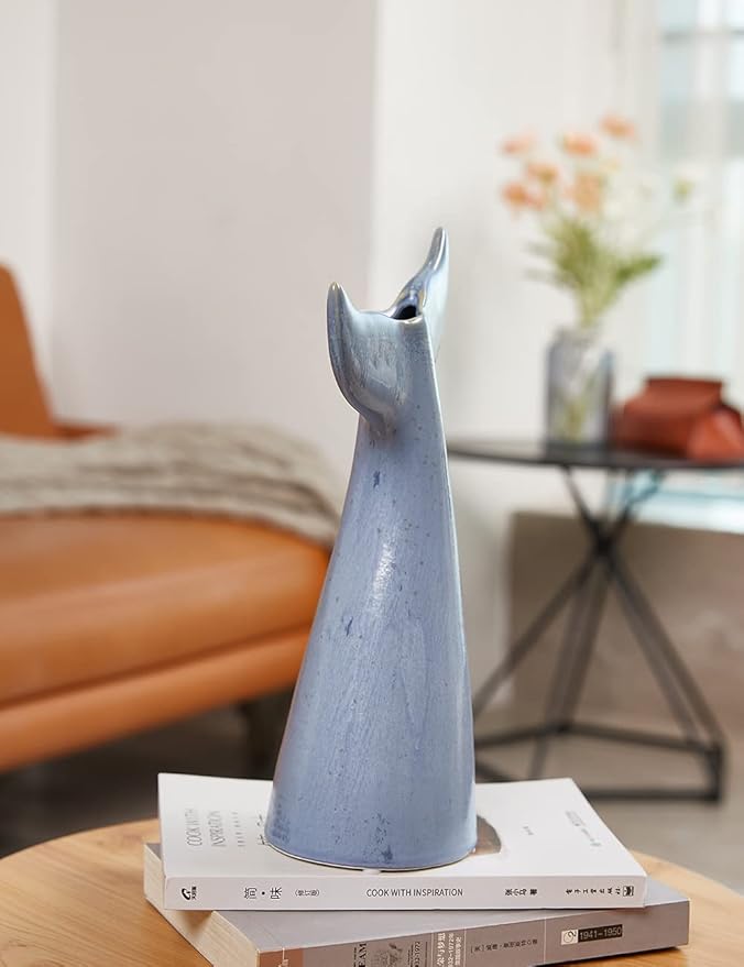 SEINHIJO Ceramic Flower Vase Modern Decor Sculpture Table Centerpiece Statue Home Gifts Arts 11inch